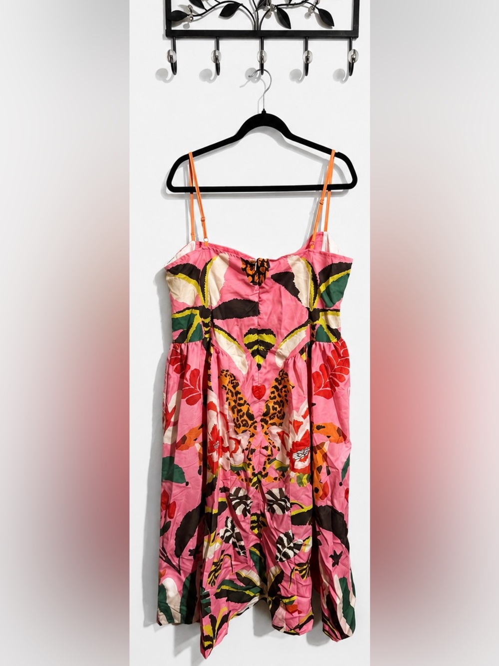 Tropical Pop Art Print Midi Dress | Adjustable Straps | Pockets | - Picture 3 of 5